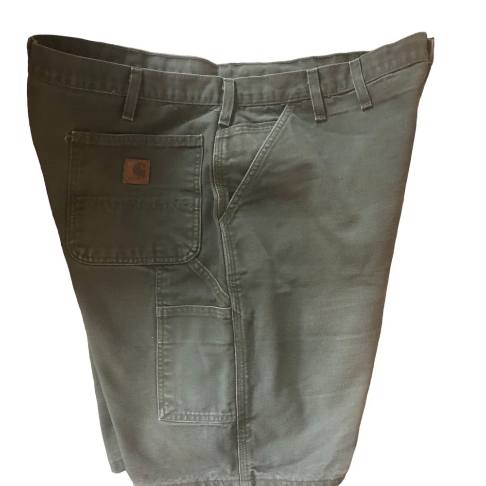 Carhartt Rugged Canvas 100% Cotton Carpenter Cargo Work Short Sz. 44 Olive Green